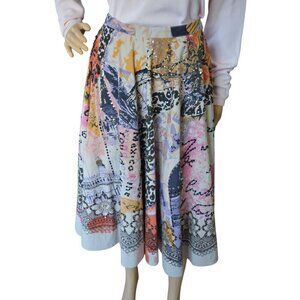 Fabulous Sequined Skyline Animal Print Abstract Circle Skirt Women's Size Small